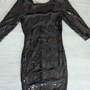 Charlotte Russe Black Sequin Long Sleeve Dress